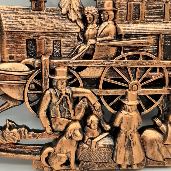 Vintage Coppercraft Guild of Canada NOS 7328 3D Oval Country Scene 17" x 10" - Picture 3 of 9